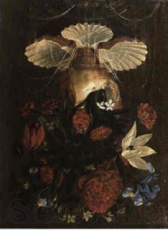 Juan de Espinosa Floral still life arranged in conch shell Norge oil painting art